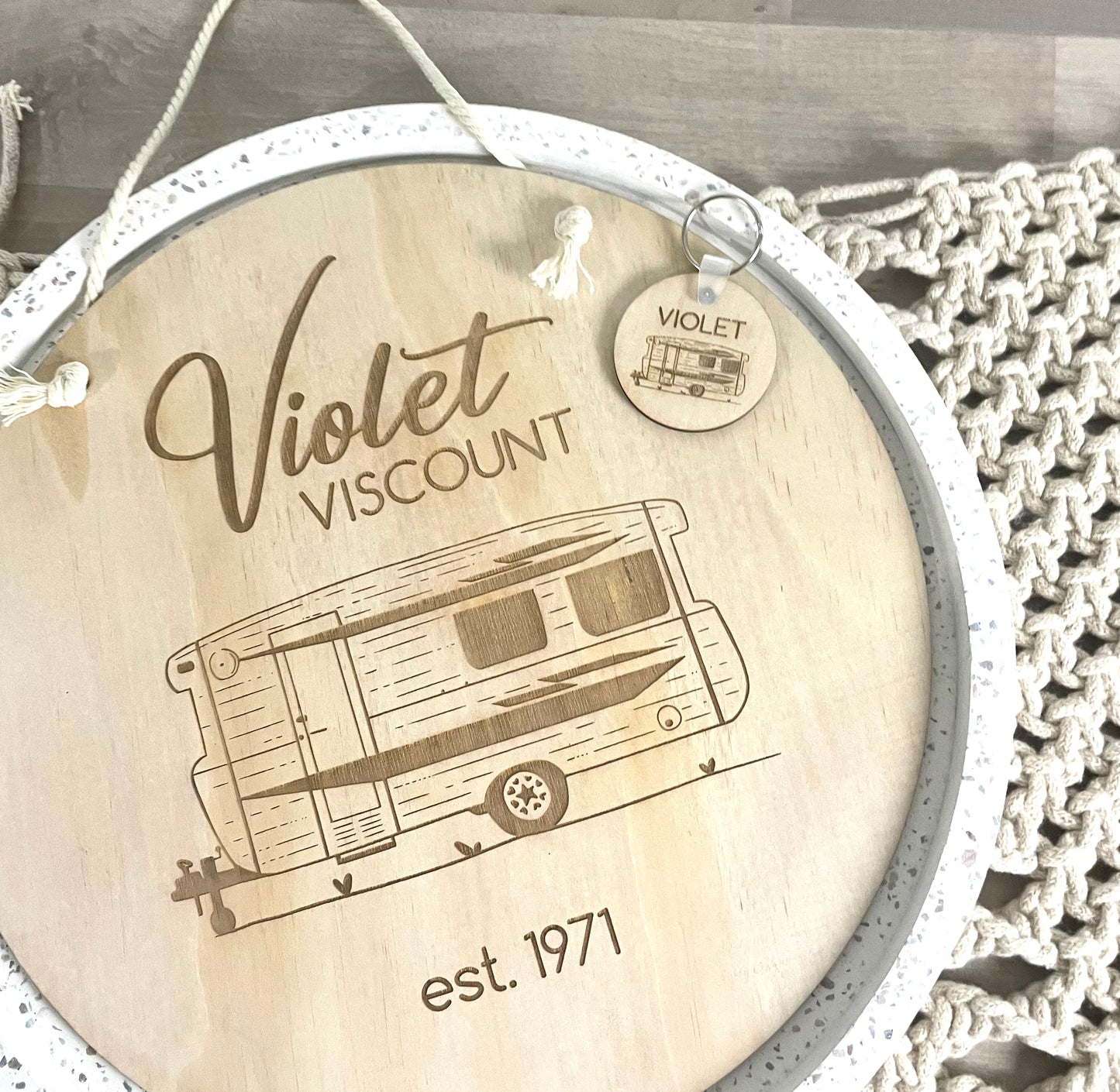 Plywood Caravan Sign & Keychain