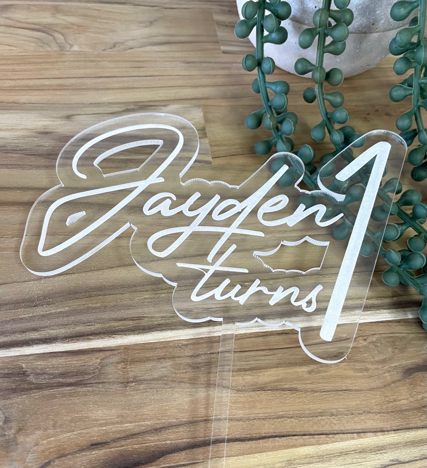 Clear Engraved Cake Topper